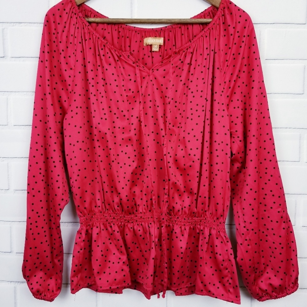 Ellen Tracy Polkadot Retro BOHO Tunic Size‎ Medium